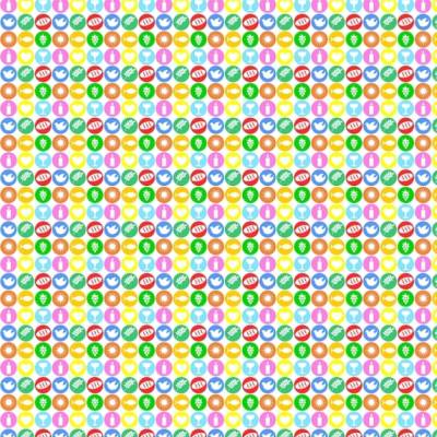 Geschenkpapier Christliche Symbole Weiß auf farbigen Punkten, 10 Papierbogen zur Kommunion + Konfirmation