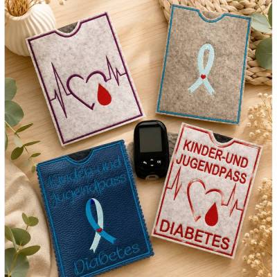 Stickdatei Diabetes Hülle für deutschen Gesundheitspass – In the Hoop Set mit Anleitung | Design by Jasmina