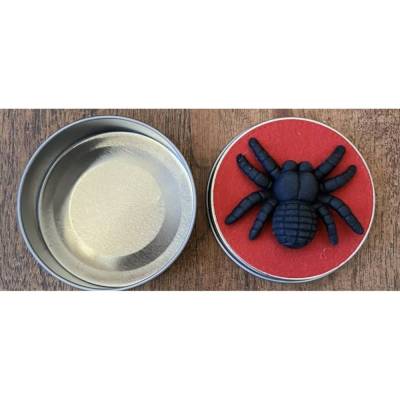 Kleine Deko Dose mit Spinnenmotiv, ca 7 x 2,5 cm