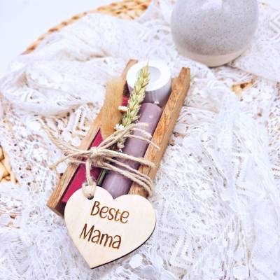 Kerzenverpackung Holz | Geschenk beste Freundin | Geschenkset Kerze | Geschenk Geburtstag  | Beste Schwester | Kerzen Kl