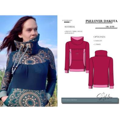 Dakota Damen Hoodie Schnittmuster – PDF-Größen 32-50 | Kreative Teilungen & Puffärmel | Individuell & Stilvoll