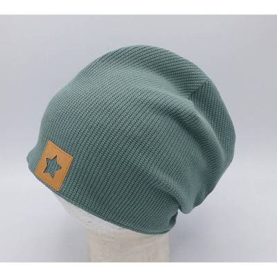Beanie Mütze mintgrün aus Strickjersey, für Kinder, Frauen,Männer, Label Stern, Babymütze,