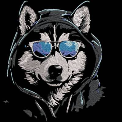 Maschinen Stickdatei - Husky cool Lichteffekt 12-14*18cm
