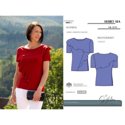 Shirt Sia – PDF-Schnittmuster Gr. 32-54 | Feminines Damen-Shirt mit Volant-Detail | inkl. Ebenen und Beamerdatei