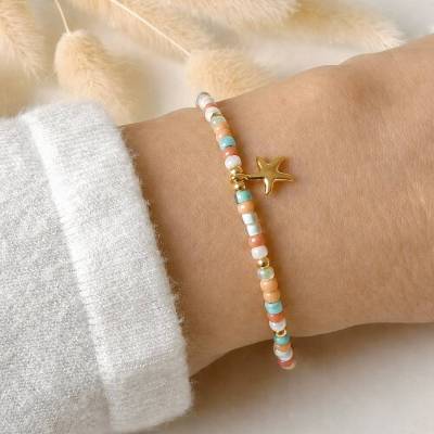 Armband Glasperlen mit kleinem Anhänger Sonne, Seestern, Herz oder Ornament, Miyuki Perlen, Geschenk Frau Freundin