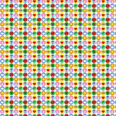 Geschenkpapier Christliche Symbole auf farbigen Punkten, 10 Papierbogen zur Kommunion + Konfirmation