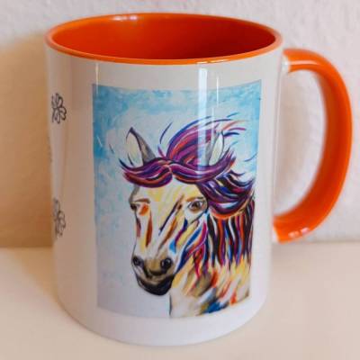 Tasse Pferd, "Das Glück dieser Erde", Malerei Kunst, Mug Becher 325 ml, Keramik