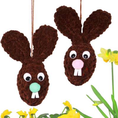 Gehäkelte XL Osterhasen zum Aufhängen – 2er Set Osterdeko Handarbeit