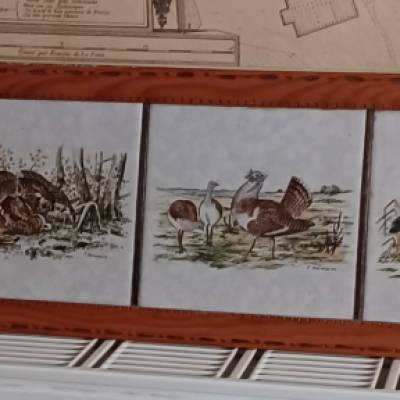 Fliesenspiegel im Holzrahmen aus Jagdzimmer – Vintage Einzelstück aus Berlin Pankow