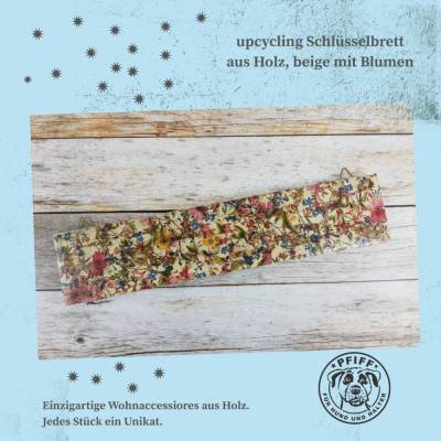 upcycling Schlüsselbrett aus Holz im floralen Design