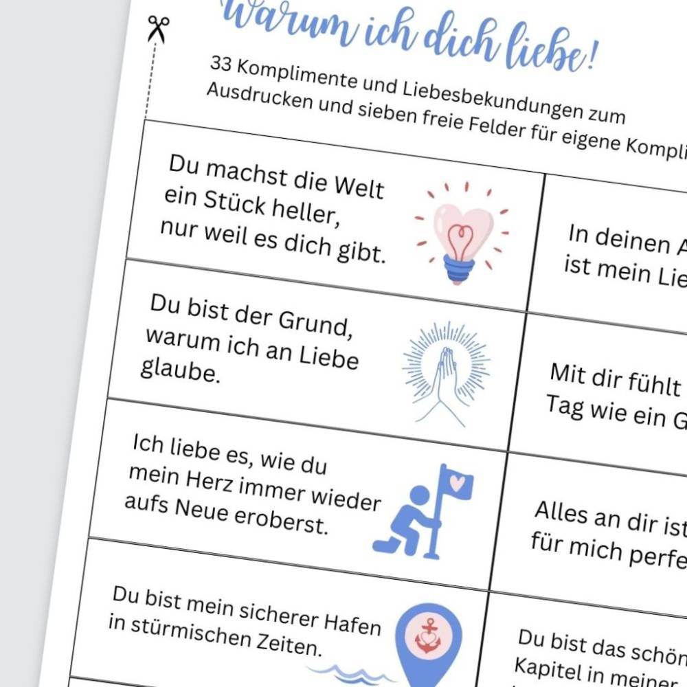 33 Komplimente & Liebesbekundungen als PDF – Freebie zum Basteln & Verschenken Bild 2
