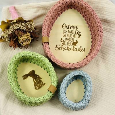 Handgemachtes Osternest mit Holzboden -  3 Größen & Gravur-Optionen