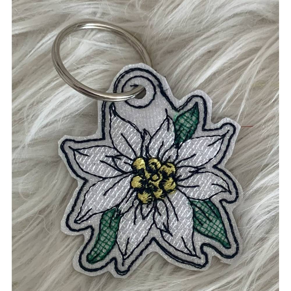 Stickdatei Edelweiss Set – Diabetes Schlüsselanhänger, Tasche & Hülle Lineare Art | Design by Jasmina Bild 4