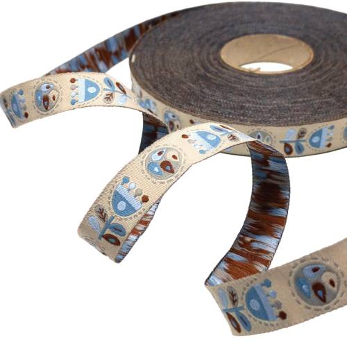 Webband Blumen, 1 m, 1,80 EUR/m, sand, Elsa, Blaubeerstern, 15 mm, Webband zum Nähen, Blume