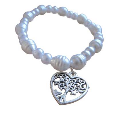 Elastisches Perlenarmband mit Herz-Anhänger Baum des Lebens