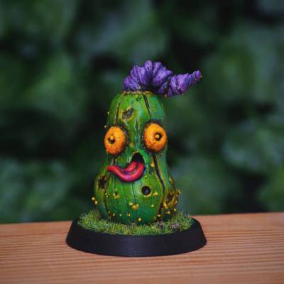 Unikat Zombie Kürbis-Gurke Figur – Handmodellierte Dark Art Sammlerfigur, grotesk & einzigartig