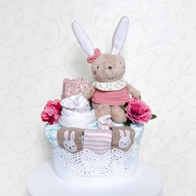 Windelgeschenk Häschen zartrosa zur Geburt