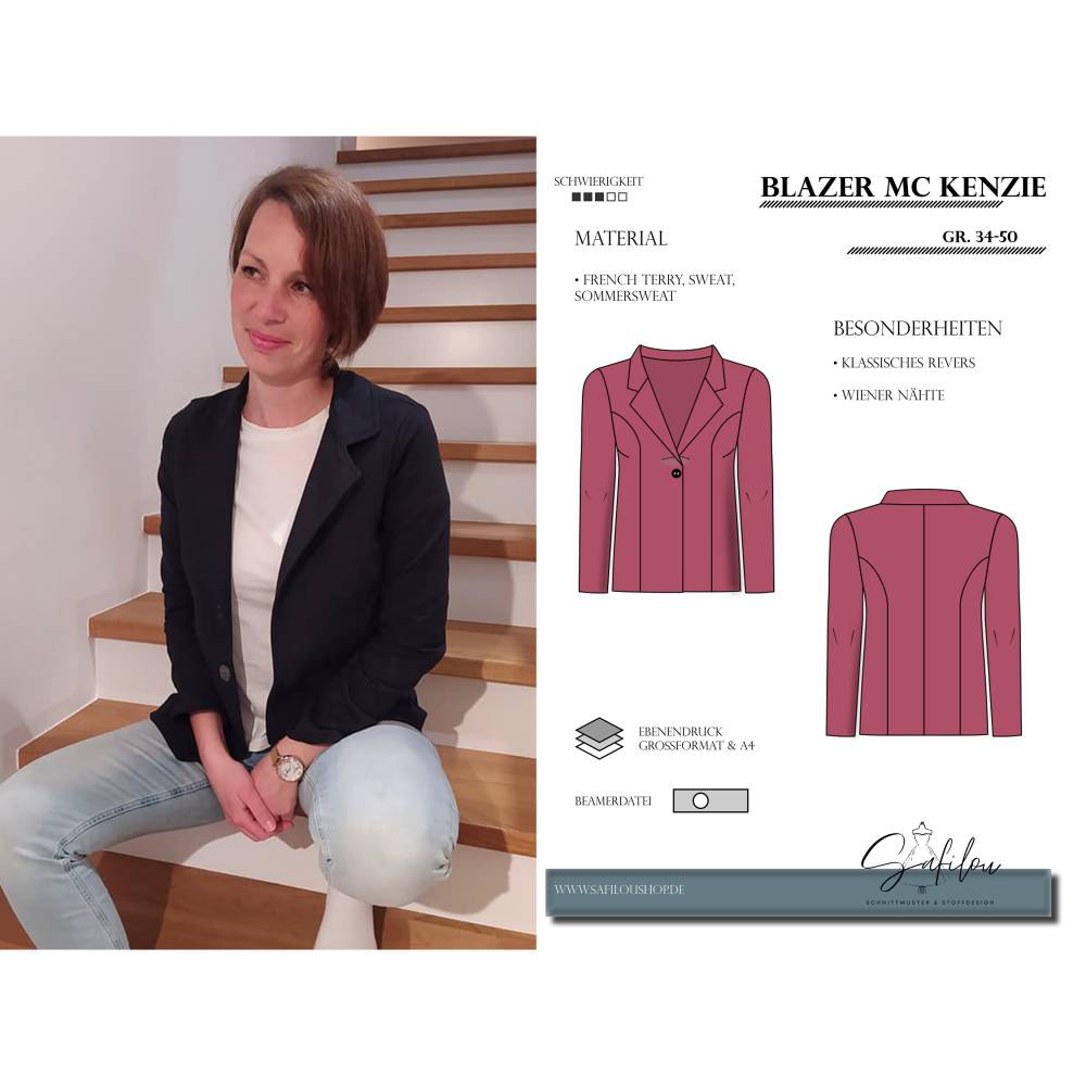 MC Kenzie Blazer Schnittmuster – Eleganz & Vielseitigkeit in Größen 34-50 | inkl. Ebenen und Beamerdatei Bild 1