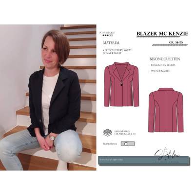  MC Kenzie Blazer Schnittmuster – Eleganz & Vielseitigkeit in Größen 34-50 | inkl. Ebenen und Beamerdatei