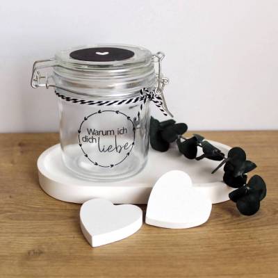 Valentinstagsgeschenk: Bügelglas Komplimenteglas "Warum ich dich liebe" – Kreatives Liebesgeschenk