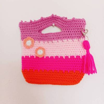 Gehäkelte Tasche Kindertasche Tasche für Mädchen gehäkelt Henkeltasche