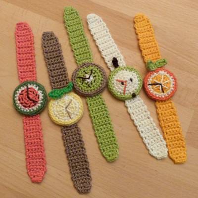 Häkelanleitung Armbanduhren "Früchte" für Kleinkinder, Spielzeug-Uhr, pdf-Datei