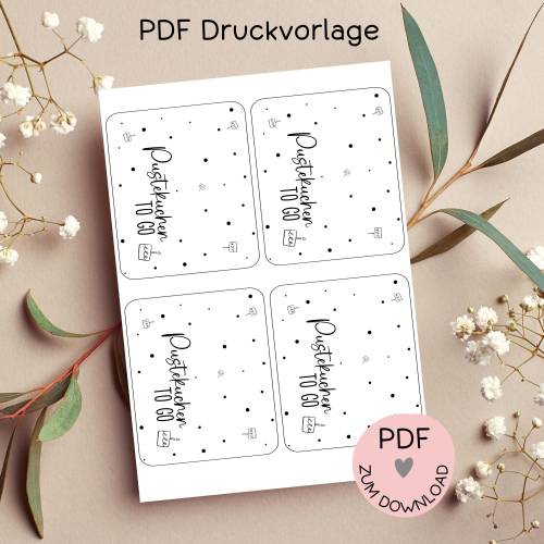 Digitale Datei, PDF-Druckvorlage Tütenklappe "Pustekuchen to go", Geburtstag, Geschenktütchen