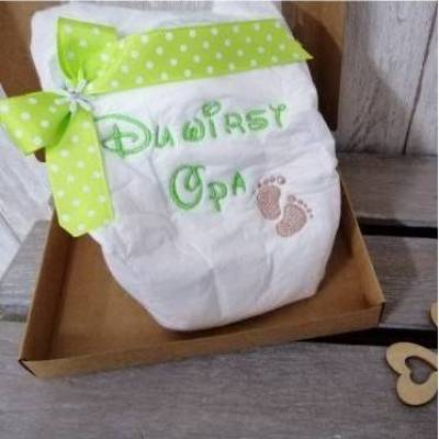 Bestickte Windel mit Spruch: DU WIRST OPA