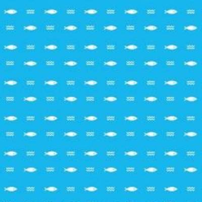 Geschenkpapier Kleine Fische und Wellen, Weiß auf Blau, 10 Papierbogen zur Kommunion und Konfirmation