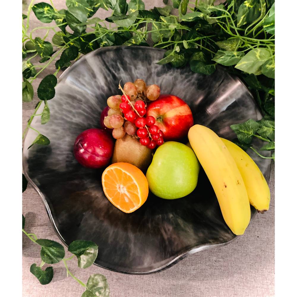 schwarze Schale (marmoriert), Schüssel, Obstschale, Wohndeko, Büro, Eyecatcher