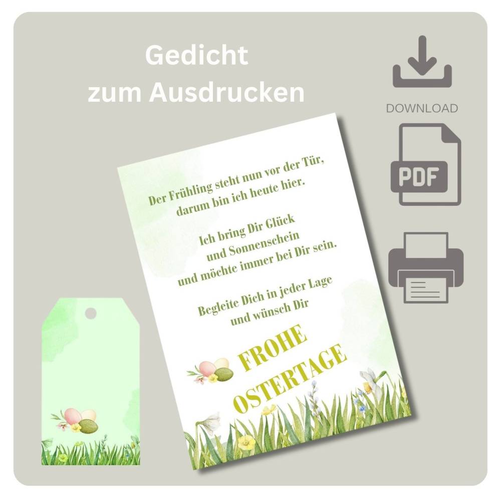 Oster Gedicht für Glückswürmchen, Glücksbringer Download PDF Bild 1