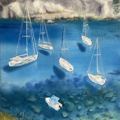Das Aquarellbild "Yachten"