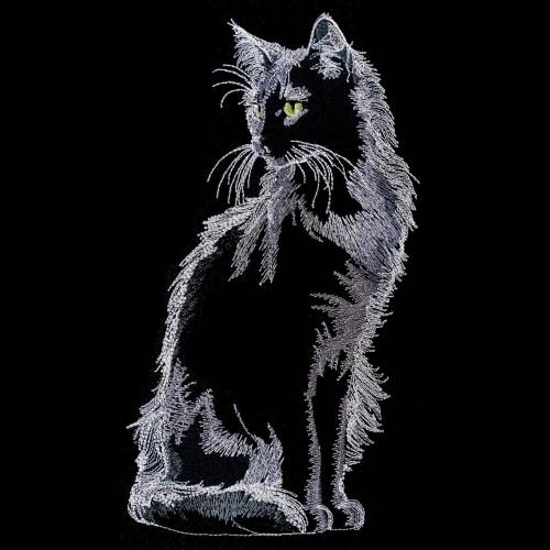 Maschinen Stickdatei - Katze KI sitzend Konturen Lichteffekt 12-14*18cm