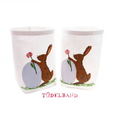 Lichtbeutel...Vasenhusse... kleiner Osterhase... weiß...hellblau