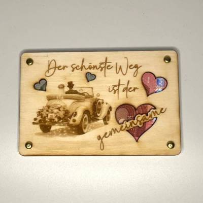 Einzigartige gelaserte Geldgeschenkkarte aus Sperrholz – Das perfekte Geschenk zur Hochzeit!