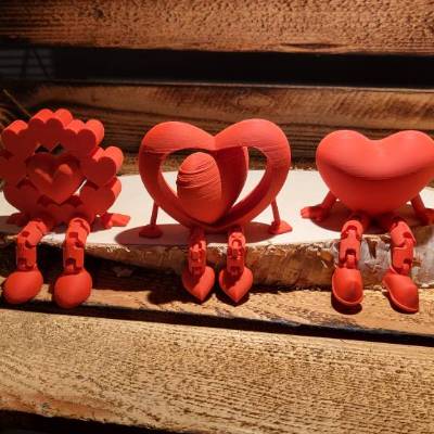 Flexible Herzen Kantenhocker Set – 3D-Druck Deko-Geschenk aus Bio-PLA