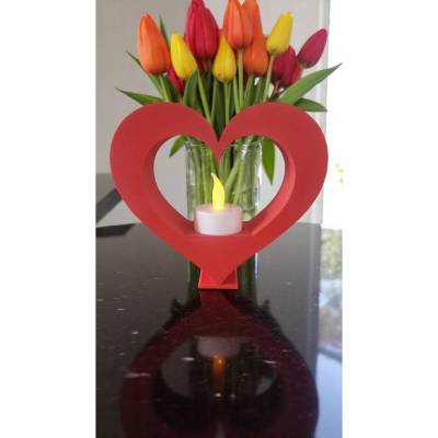 Teelichthalter Herzform aus PLA – 3D Druck, Wunschfarbe, nachhaltig & stabil