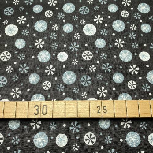 Stoff Eisblumen - schwarz - 16,00 EUR/m - 100% Baumwolle - Patchwork - Schneeflocken - Eiskristalle - Oh What Fun
