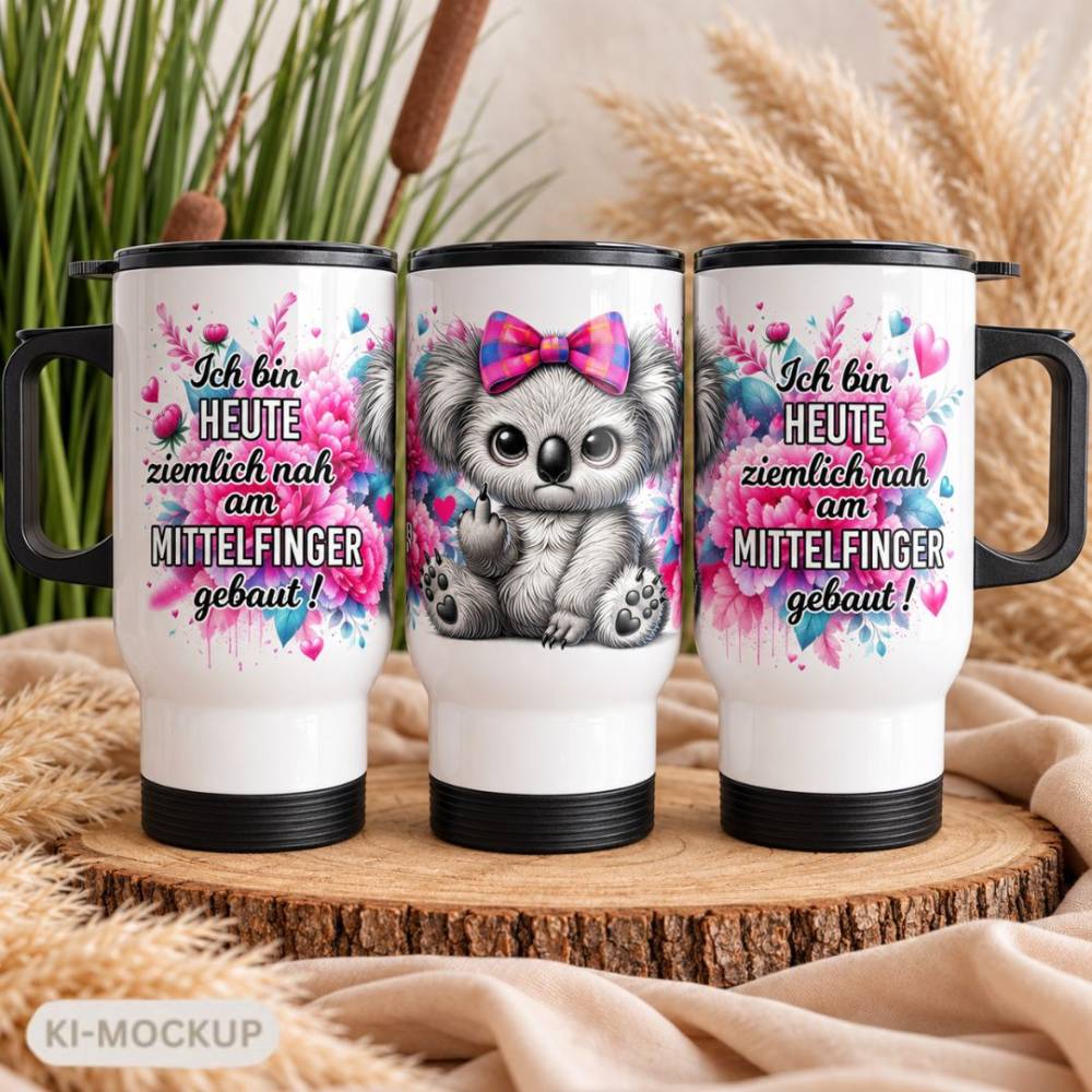 Thermobecher Edelstahl mit Henkel | To Go Becher Kaffee & Tee, robust & stoßfest