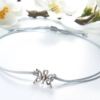 Schmetterling Armband silberfarben Freundschaftsarmband Farbwahl 25 Farben
