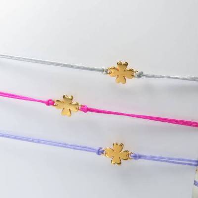 Armband vierblättriges Kleeblatt goldfarben Freundschaftsarmband Farbwahl 25 Farben