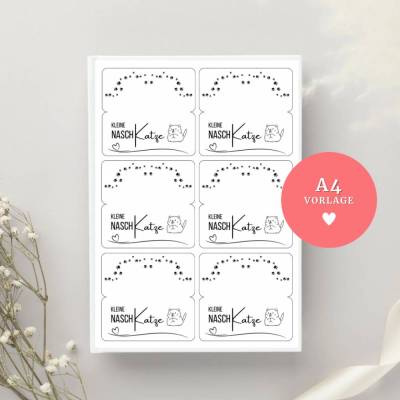 Tütenklappen-Vorlage „Kleine Naschkatze“ – PDF-Datei zum Download und Ausdrucken