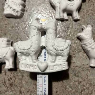 Lama  und Kaktus - 6 Reliefs mit Anhänger zum selber Anmalen