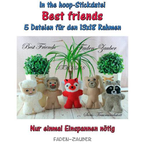 Best friends in the hoop Größe M 13x18cm