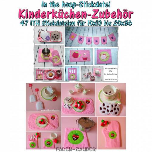 Kinderküchen-Zubehör in the hoop 10x10 bis 20x36