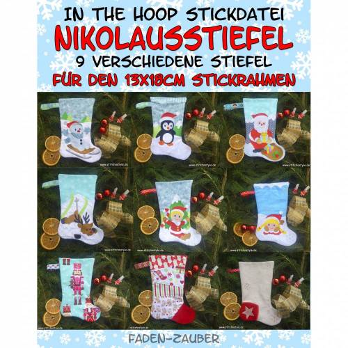 Nikolausstiefel in the hoop für den 13x18cm Rahmen
