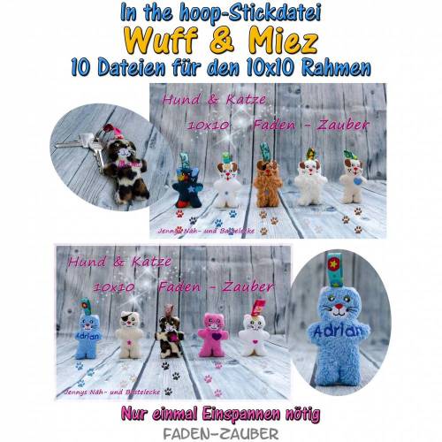 Wuff & Miez in the hoop Größe S 10x10cm