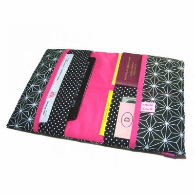 Reiseorganizer Hexagon schwarz Farbwahl Reiseetui Travel Organizer Dokumententasche Etui für Dokumente Reiseunterlagen