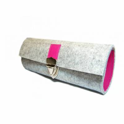 Federmäppchen Mäppchen Stifteetui Etui Wollfilz Filz Farbauswahl Leder mit Mappenschloss für Schule Studium Arbeitsplatz Büro etc. personalisierbar