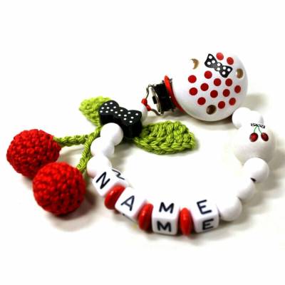 Schnullerkette mit Namen Kirsche Baby